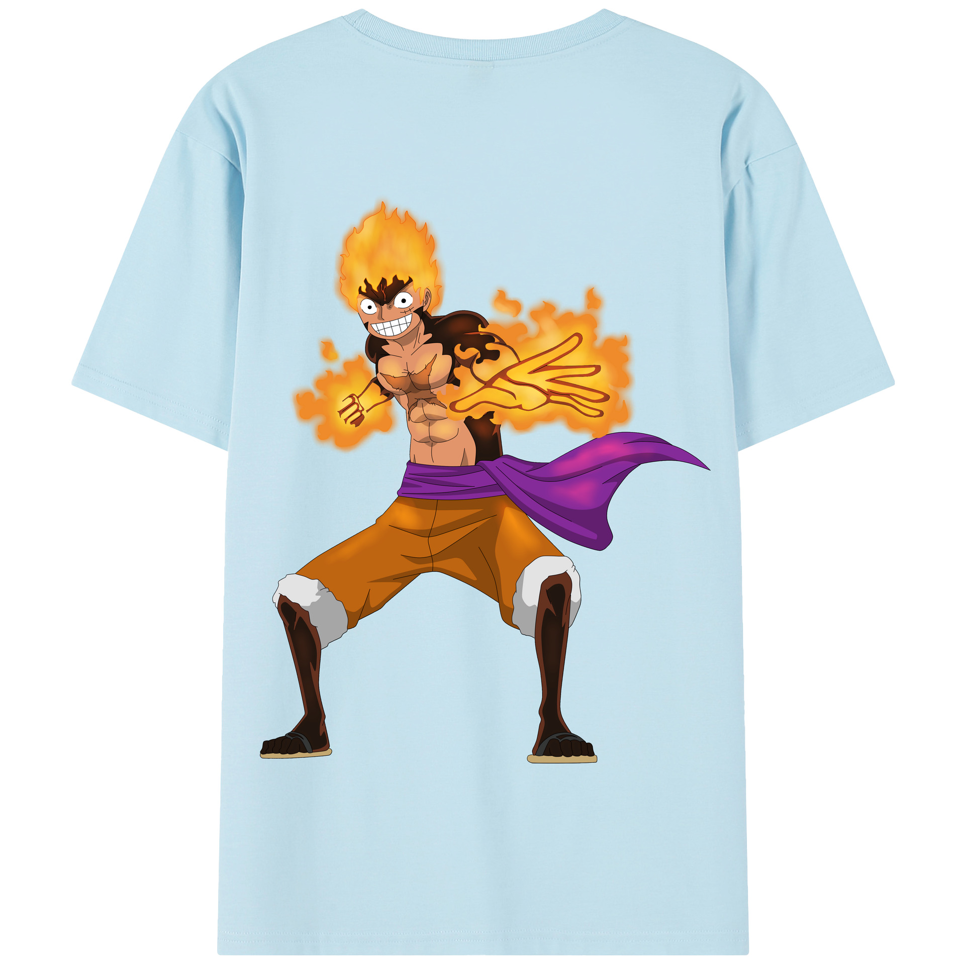 ワンピース モンキー・D・ルフィ ONE PIECE Monkey D. Luffy 綿100％半袖Tシャツ（背面プリント）